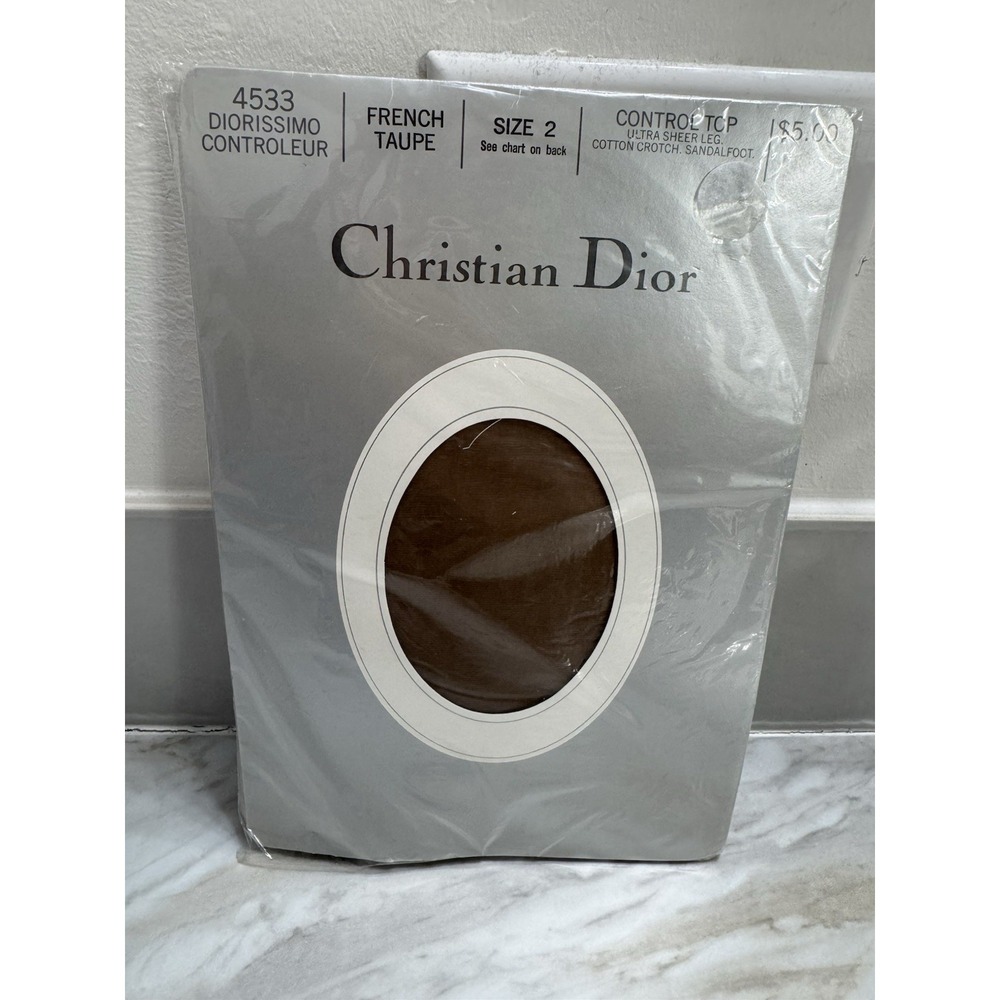Vtg Christian Dior pantyhose 4533 sz 2 Control Top Ultra Sheer French Taupe